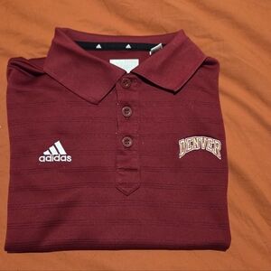 Adidas University of Denver DU Pioneers Burgundy Stripe Polo Men's Small